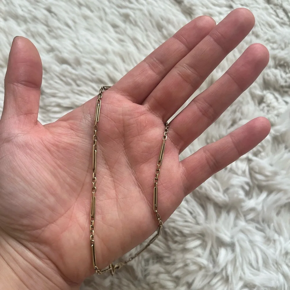 Antique Edwardian 14k yellow gold watch chain 14 inches - Picture 7 of 10